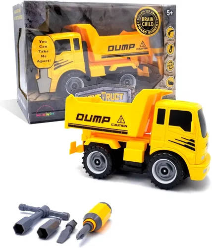 Miniatura 9 de MUKIKIM Construye un camión - Excavadora. Desarme y vuelva a armarlo + alimentado por fricción (2 juguetes en 1!) Impresionante juguete galardonado
