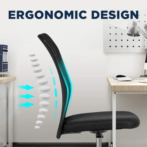 Miniatura 5 de Silla de oficina ergonómica – Silla de computadora con respaldo medio con altura ajustable, moderna giratoria sin brazos, soporte de espalda