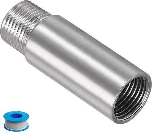 Miniatura 15 de Brazo de extensión de cabezal de ducha, 1.2 pulgadas 1/2PT macho a 1/2PT hembra rosca 304 acoplador de montaje de tubería de acero inoxidable
