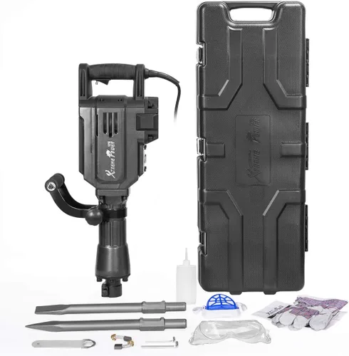 Miniatura 10 de XtremepowerUS - Martillo neumático de demolición pesado 2200 vatios, rompedor de hormigón, con estuche, guantes