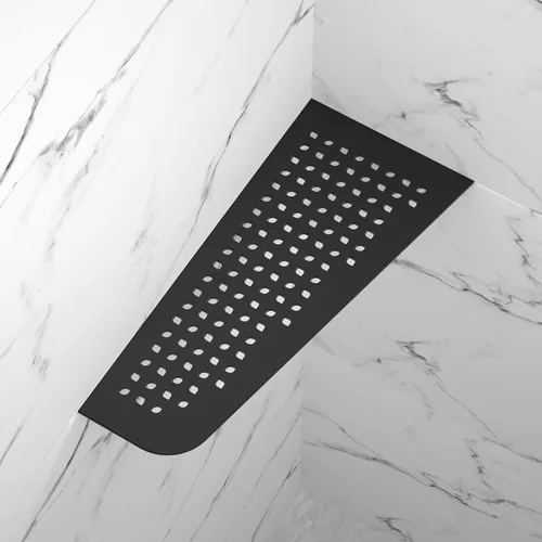 Miniatura 6 de Estante esquinero de ducha de 12 pulgadas, color negro mate 304, estante esquinero cuadrilátero de acero inoxidable empotrado resistente para baño