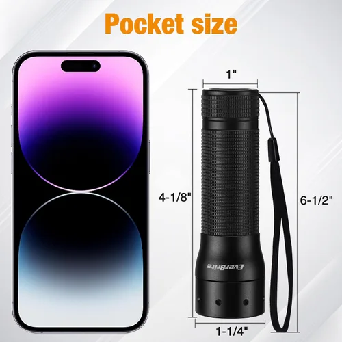 Miniatura 7 de EverBrite Mini Linterna, Luz LED con Zoom, 3 Modos, 3 Pilas AAA Incluidas, Linterna de Mano Pequeña para Camping, Emergencia, Hogar – Negro, Regalos