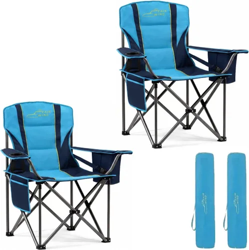 Miniatura 8 de FAIR WIND Silla de camping acolchada de gran tamaño con reposapiés, juego de taburetes, soporte resistente, soporta 300 libras, bolsa de negro