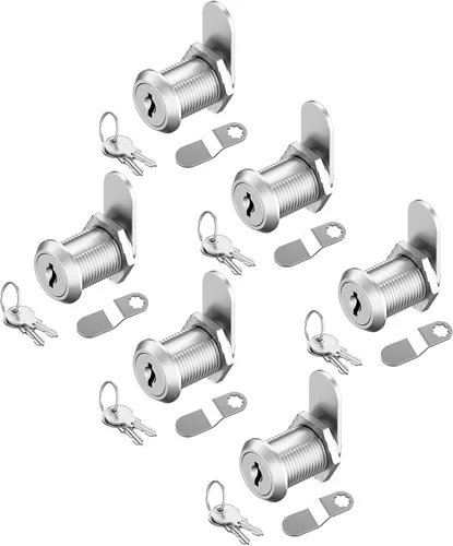 Miniatura 10 de Jayseon Juego de 6 cerraduras de gabinete con llave, cerraduras de leva para RV de 5/8" con llave similar, cerradura de buzón de reemplazo