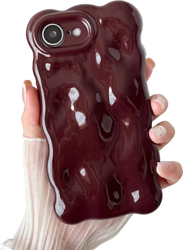 Miniatura 66 de XIZYO Funda para iPhone 13 de 6.1 pulgadas, bonito patrón de ondas, estético, 3D, rizado, ondulado, chapado en purpurina, para mujeres y niñas, Azul