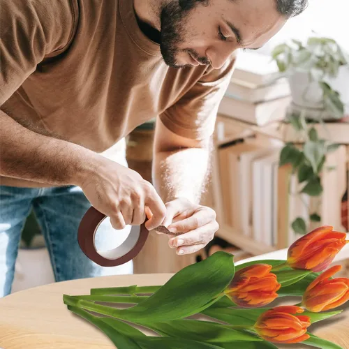 Miniatura 6 de Max Shape 12 rollos de cintas florales de 1/2 pulgada de 30 yardas para envolver tallos de ramos, cinta floral verde para arreglos florales, Marrón