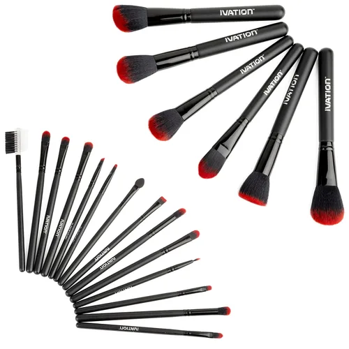 Miniatura 5 de Ivation Cosméticos 20 Piezas Natural Facial Maquillaje Cepillo Set con bolsa de cuero (negro)