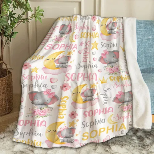 Miniatura 22 de Manta de bebé personalizada con nombre, manta personalizada con nombre de elefante, regalos para recién nacidos, mantas súper suaves para cama