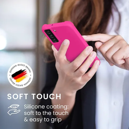 Miniatura 5 de KIOMY Funda para Samsung Galaxy S22+ 5G a prueba de golpes con esquinas de bolsas de aire para S22 Plus brillante y vibrante color sólido neón rosa