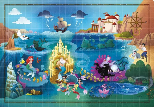 Miniatura 2 de Clementoni 39664 Disney Maps Little Mermaid Pieces, hecho en Italia, rompecabezas para adultos, multicolor, mediano, 1000 piezas