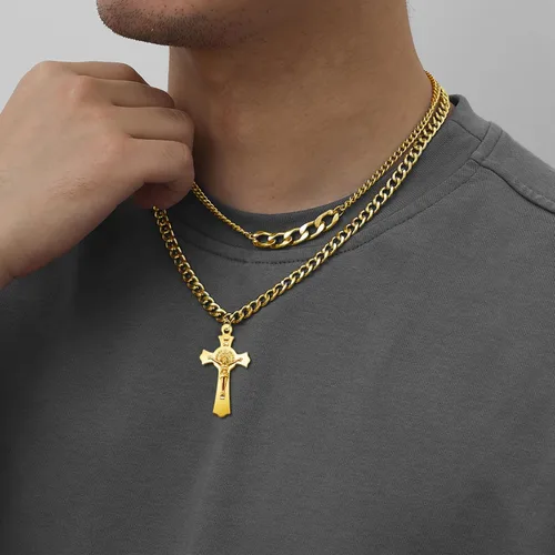 Miniatura 4 de 10 piezas de medallas de metal de San Benito con cruz, dijes de rosario, centro INRI, crucifijo, cuentas colgantes, joyería católica DIY, regalos