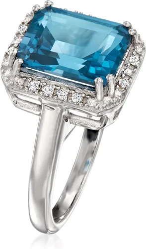 Miniatura 3 de Ross-Simons Anillo de topacio azul Londres de 3.50 quilates con detalles de diamantes en plata de ley