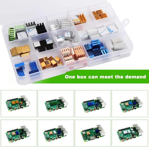 Miniatura 6 de 78 unidades de disipador de calor Raspberry Pi 4b, disipador de calor de aluminio Raspberry Pi con cinta adhesiva conductora térmica para Raspberry