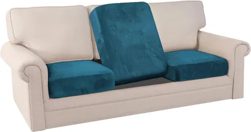 Miniatura 45 de PrinceDeco Funda marrón para muebles, 2 fundas de cojín elásticas de terciopelo para cojines individuales, aptas para mascotas, se mantiene en su