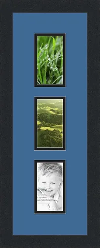 Miniatura 265 de ArtToFrames Marco de fotos tipo collage con estera doble con 3 aberturas de 5x7 y marco negro satinado Uva