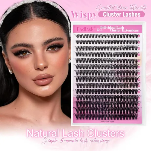 Miniatura 7 de FADLASH Racimos de pestañas Wispy 280 piezas, racimos de pestañas individuales de aspecto natural, rizado D 40D, racimos de pestañas suaves
