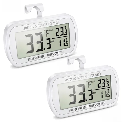 Miniatura 8 de Termómetro de refrigerador resistente al agua, termómetro digital para congelador, función de registro Max/Min, pantalla LCD grande y parte trasera