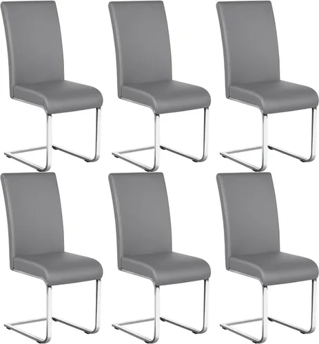 Miniatura 20 de Yaheetech Juego de 2 sillas de comedor modernas tapizadas de piel sintética con respaldo alto y patas metálicas cromadas para cocina, sala de estar