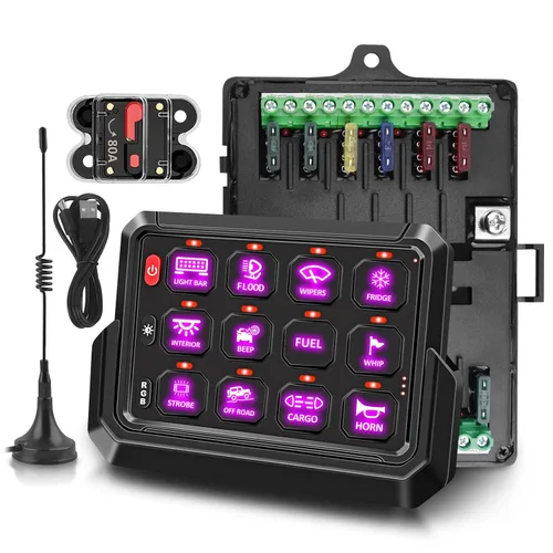 Miniatura 15 de Chelhead Panel de interruptor Bluetooth de 6 bandas, panel de interruptor de barco con disyuntor IP 65, impermeable, estroboscópico de flash