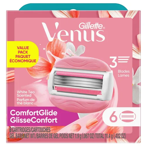 Miniatura 8 de Gillette Venus ComfortGlide - Rastrillo de afeitar para mujer, té blanco (6 repuestos)