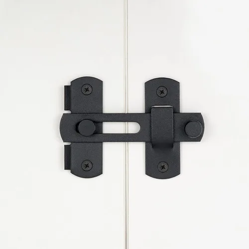 Miniatura 3 de INIRET Paquete de 4 pestillos para puerta de granero, 3.93 x 2.75 pulgadas, acero inoxidable negro mate, cerraduras de puerta abatibles, cerraduras