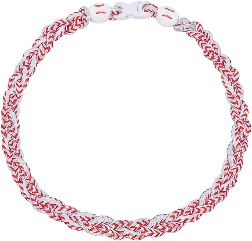 Miniatura 26 de Collar de béisbol de 18 pulgadas, regalos de goteo de béisbol, collares deportivos de tres trenzas, collares de titanio Tornado de cuerda deportiva