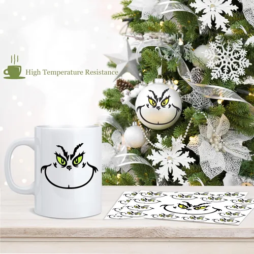 Miniatura 6 de 26 piezas de calcomanías de decoraciones navideñas, calcomanías de ojos y caras para adornos, calcomanías de vinilo impermeables para el hogar