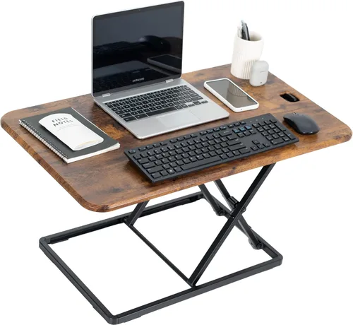 Miniatura 10 de VIVO Desk-V001J - Elevador de escritorio de pie ajustable en altura superior, ultra delgado, convertidor de escritorio compacto para monitor o Negro