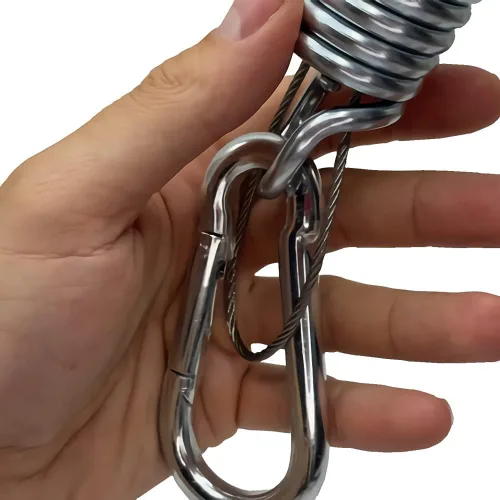 Miniatura 7 de Muelles oscilantes para porche, capacidad de 700 libras, kit de resorte de acero inoxidable para silla colgante, 2 resortes, 4 mosquetones de gancho