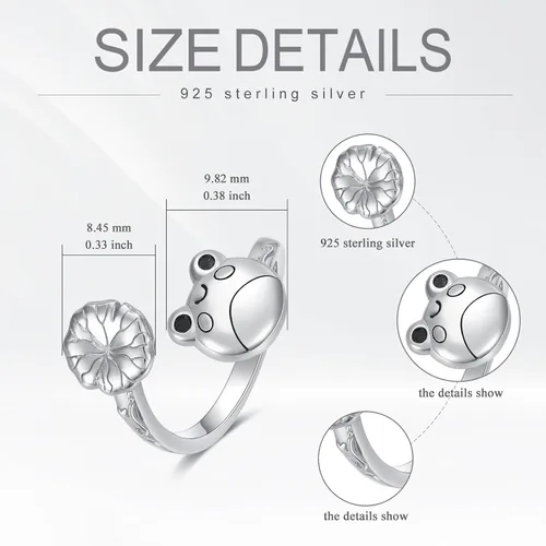 Miniatura 4 de Anillo de plata de ley para ansiedad de rana, serpientegato