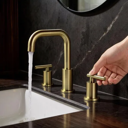 Miniatura 9 de TRUSTMI - Grifo de baño de 2 manijas de 8 pulgadas de latón, grifo de lavabo de baño de 3 agujeros extendido con boquilla giratoria de 360 grados