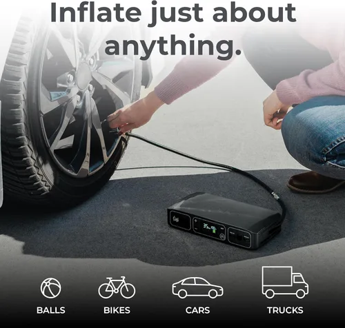 Miniatura 3 de HALO Bolt Air 58830 Arrancador de batería portátil para automóvil Compresor de aire de 100 PSI, banco de energía USB de 58.8Wh, luz inundante