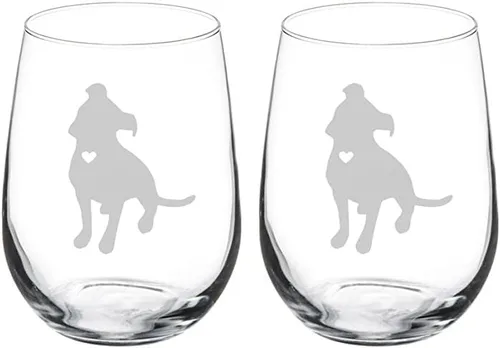 Miniatura 3 de MIP Copa de vino Pitbull lindo con corazón (17 oz sin tallo)