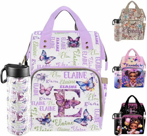 Miniatura 28 de Mochilas personalizadas con nombre personalizado para bebé, bolsa de pañales con monograma con bolsillos térmicos para adultos y niños, impermeable