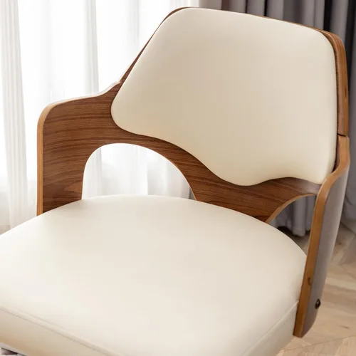 Miniatura 7 de MEKLIBA Juego de 2 taburetes de bar giratorios de altura de mostrador, silla de bar tapizada con patas de bambú, taburetes de mostrador con respaldo
