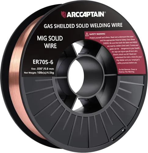 ARCCAPTAIN Alambre de soldadura MIG, 0.030 10Lb Mig Wire ER70S-6 10Lbs Acero de carbono sólido con gas de baja salpicadura Alambre de soldadura MIG