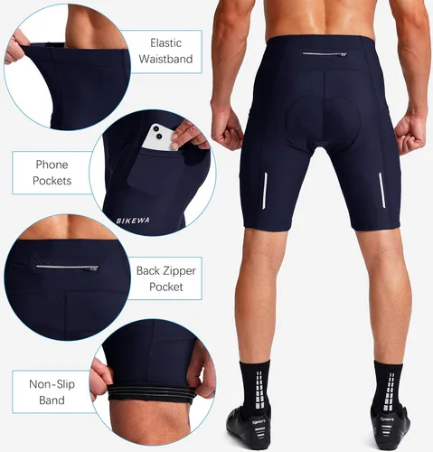 Miniatura 5 de Pantalones cortos de ciclismo para hombre con acolchado 3D para ciclismo de carretera, ciclismo de montaña, ciclismo UPF 50+, bolsillos