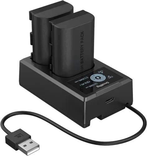 SMALLRIG Juego de cargador de batería para cámara Canon LP-E6P, batería de 2520mAh, carga rápida de doble ranura, pantalla LCD para Canon EOS R6V,