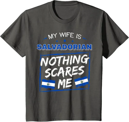 Miniatura 50 de Camiseta con la bandera de raíces salvadoreñas de El Salvador My Wife Is Salvadoran Roots, Negro