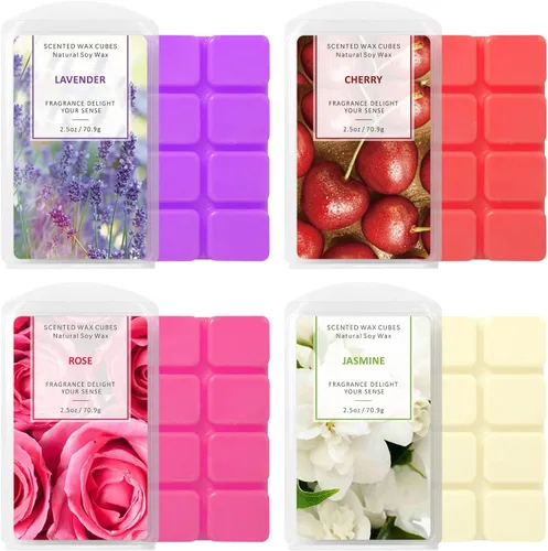 STRN Wax Melts - Cubos de cera de soja, paquete de 4 calentadores de cera perfumada, cubos de cera perfumada para calentadores, cubos de cera de