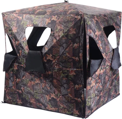 Miniatura 9 de Tangkula Persiana desplegable para 3 personas, persiana portátil de caza con ventanas de malla, bolsa de transporte y estacas de tierra, tienda