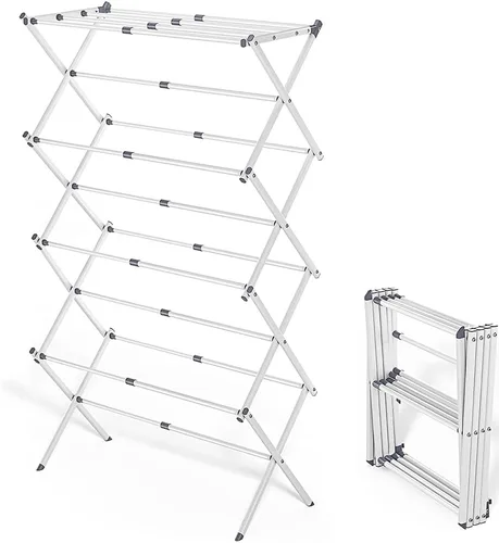 Miniatura 8 de Escurridor de ropa plegable con 4 perchas, estante de secado de ropa portátil extensible para ropa de secado al aire en interiores, 41 x 29 x 14