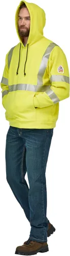 Miniatura 5 de Bulwark FR Men's Hi-Visibility Pullover Hooded Fleece Sweatshirt, Yellow/Green