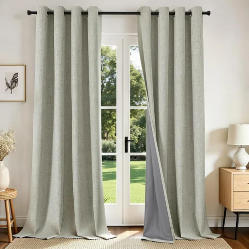 Miniatura 19 de Joydeco Cortinas opacas de 84 pulgadas de largo, 2 paneles burg, cortinas de oscurecimiento de habitación para dormitorio, cortinas térmicas Negro