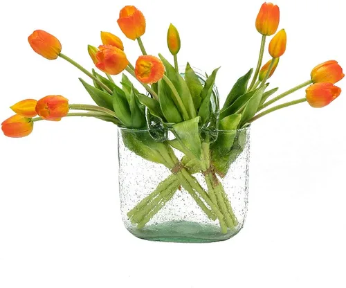 DUYONE 15 flores de tulipanes artificiales, ramo de látex de tacto real, tulipanes falsos para oficina, boda, fiesta, hogar, cocina, jardín A