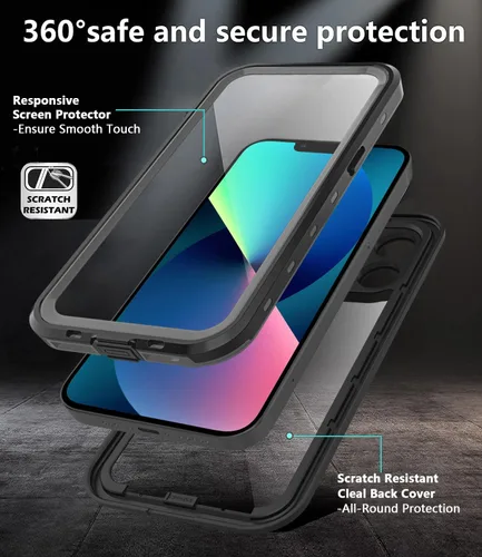 Miniatura 5 de Funda impermeable diseñada para iPhone 13 Mini, funda de cuerpo completo con protector de pantalla y protector de lente de cámara, a prueba