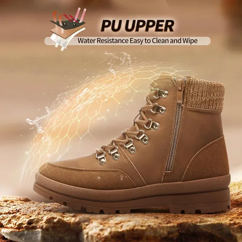 Miniatura 3 de HYPOCRUTE Botas de nieve de invierno para mujer, resistentes al agua, botas de trabajo para senderismo, botas de nieve para mujer, zapatos cómodos