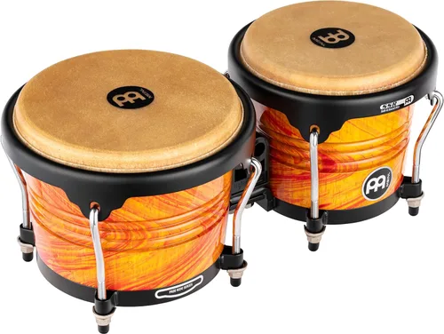 Meinl Percussion FWB190AF Free Ride Series Bongos de madera, acabado de llama ámbar