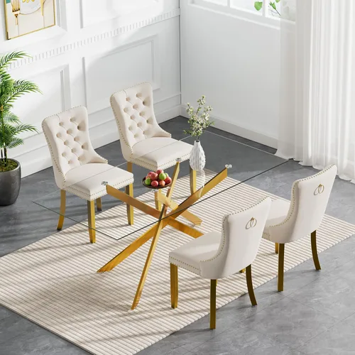 Miniatura 40 de HomVent Juego de mesa de comedor redonda de vidrio de 3 piezas, juego de mesa de comedor de vidrio templado para 2 mesas de cocina con 2 sillas