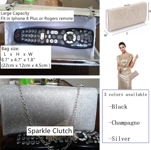 Miniatura 2 de Bolso de noche de plata con sobre vintage para mujer, para cóctel, boda, fiesta, plateado